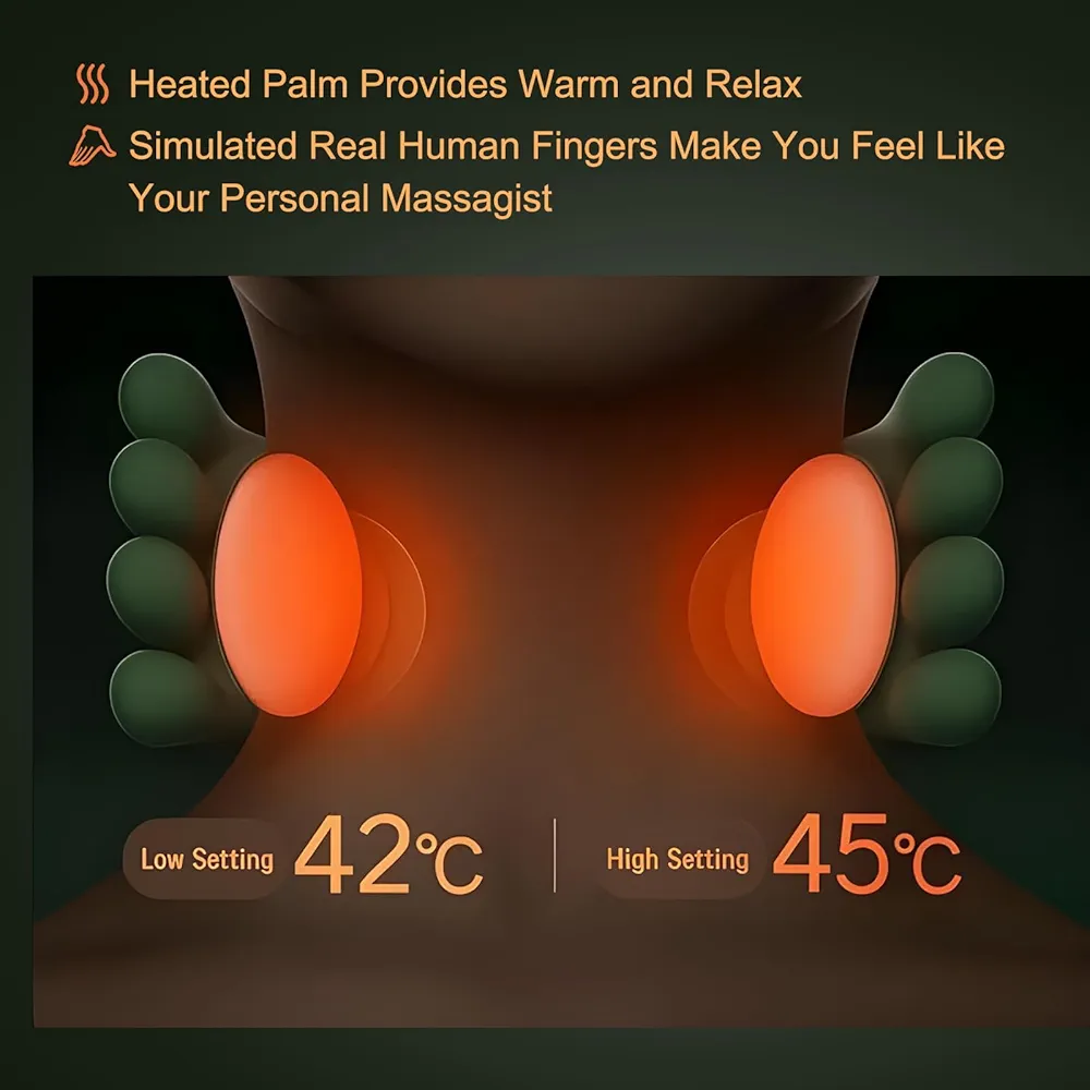 Neck Massager, Shiatsu Neck and Back Massager with Heat, 4D Kneading Simulated Human Hand Design Electric Deep Tissue Massage, Portable Body Massager for Shoulder, Pain Relief & Muscle Relax - Image 2