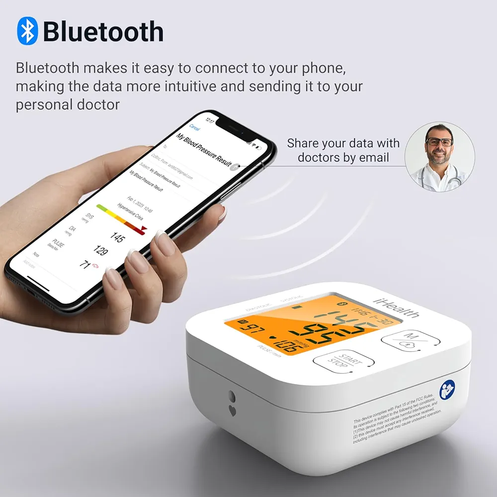 iHealth Track Smart Upper Arm Blood Pressure Monitor with Wide Range Cuff that fits Standard to Large Adult Arms, Bluetooth Compatible for iOS & Android Devices - Image 4