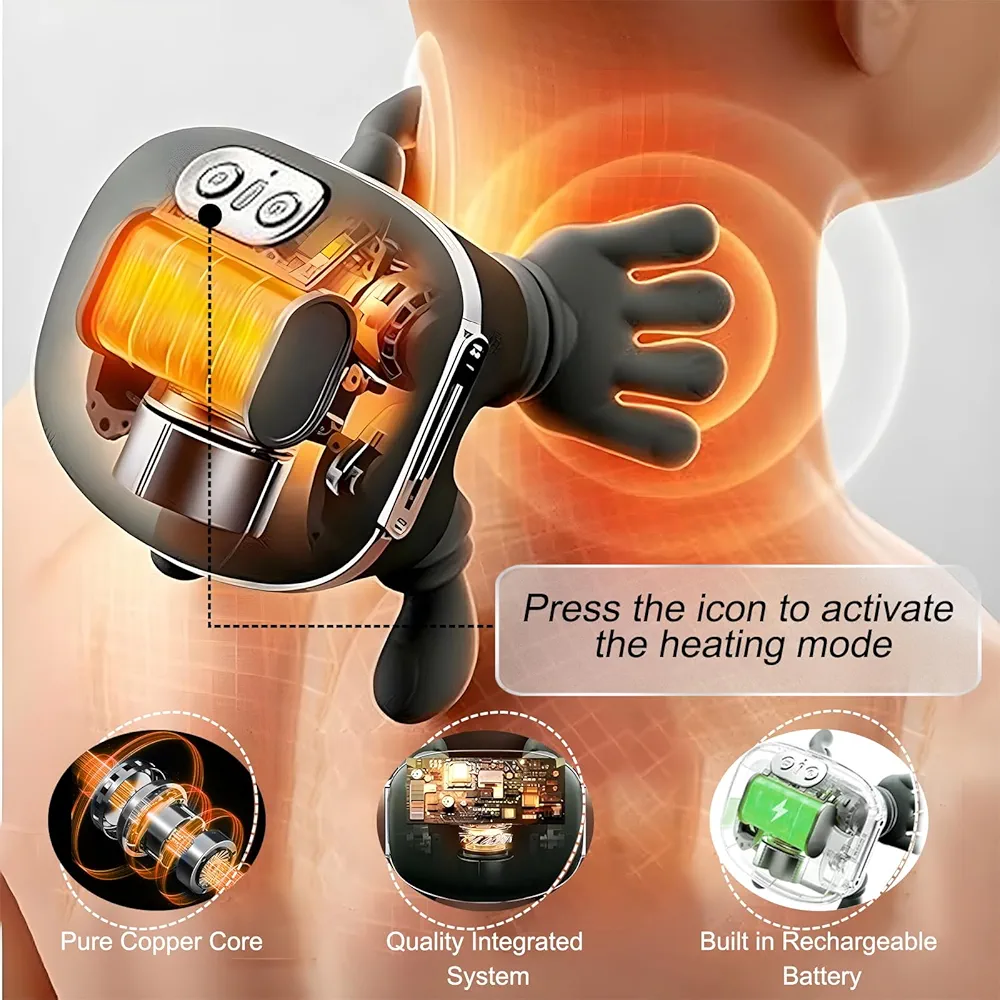 Neck Massager, Shiatsu Neck and Back Massager with Heat, 4D Kneading Simulated Human Hand Design Electric Deep Tissue Massage, Portable Body Massager for Shoulder, Pain Relief & Muscle Relax - Image 3