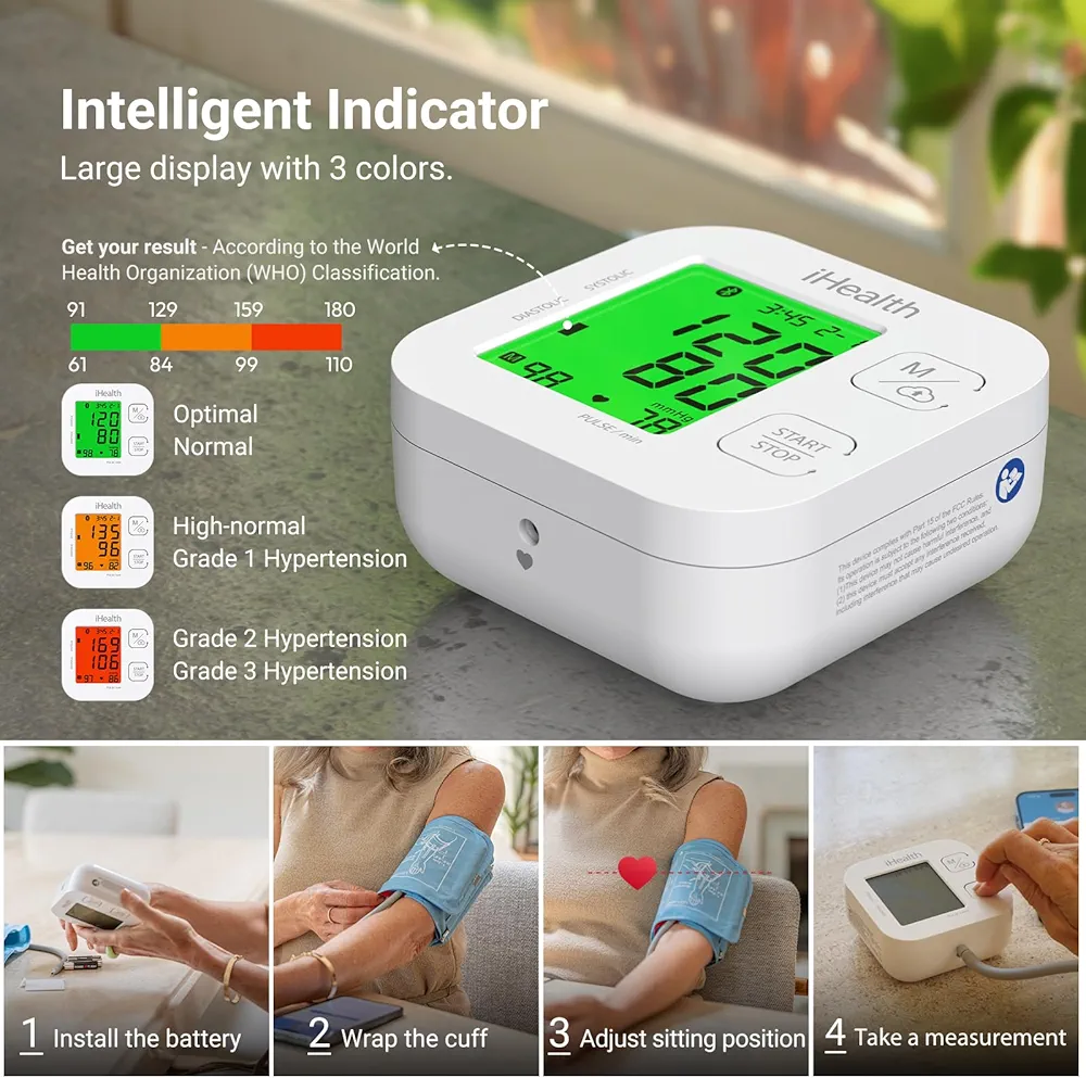 iHealth Track Smart Upper Arm Blood Pressure Monitor with Wide Range Cuff that fits Standard to Large Adult Arms, Bluetooth Compatible for iOS & Android Devices - Image 7