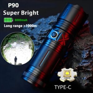 Ruilang P90 High-Quality Powerful 1Km Long Range USB Rechargeable LED Torch Light