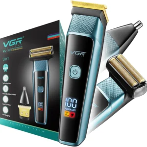 VGR VL-366 Limited Edition 3-in-1 Grooming Kit for Men & Salon with 90 min Long Runtime | Powerful 600mAh Lithium Battery | All-in-One Trimmer kit for Face, Nose, Ear, and Body Grooming (Blue)