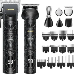 GLAKER Hair Clippers for Men Professional, Cordless Clippers for Hair Cutting, Mens Bear Trimmer, Electric Razor Barber Clippers Hair Trimmer, Gifts for Men (Black)